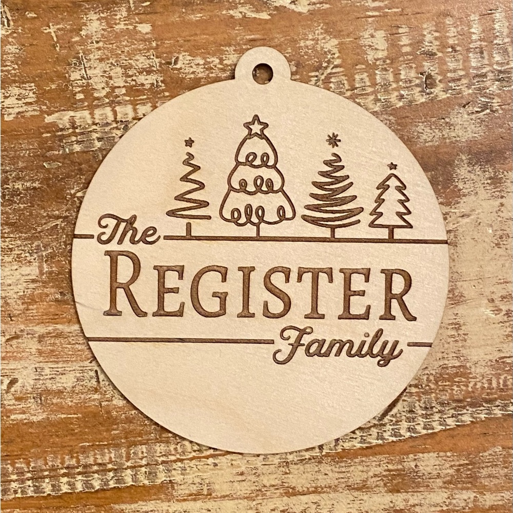 Custom Name Laser Engraved Wood Christmas Ornament
